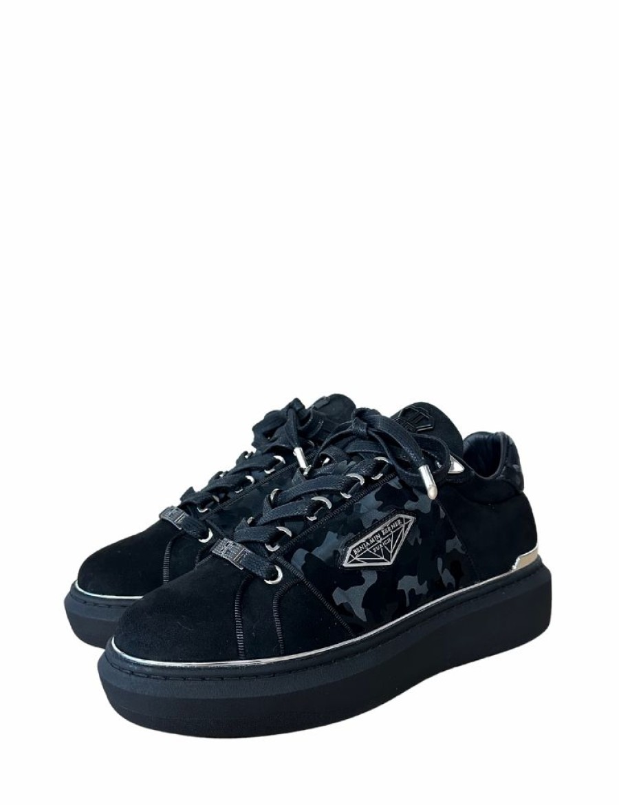 Benjamin Berner  | Benjamin Berner Velvet Suede Camouflage Sneaker - Black