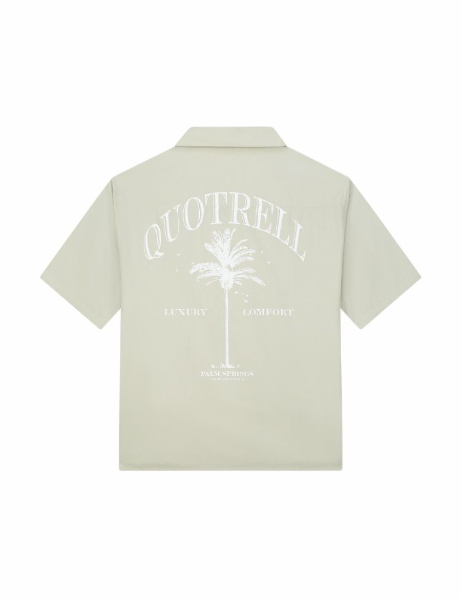 Quotrell  | Quotrell Palm Springs Shirt - Dark Beige/White